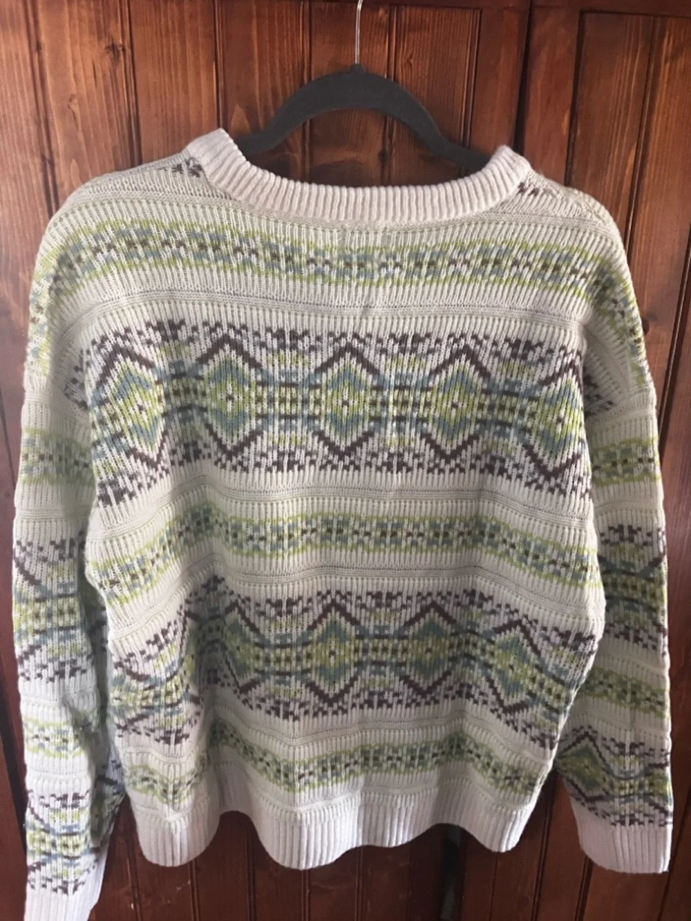 New! Urban Outfitters Men's Fair Isle Patterned Knit Sweater Cream